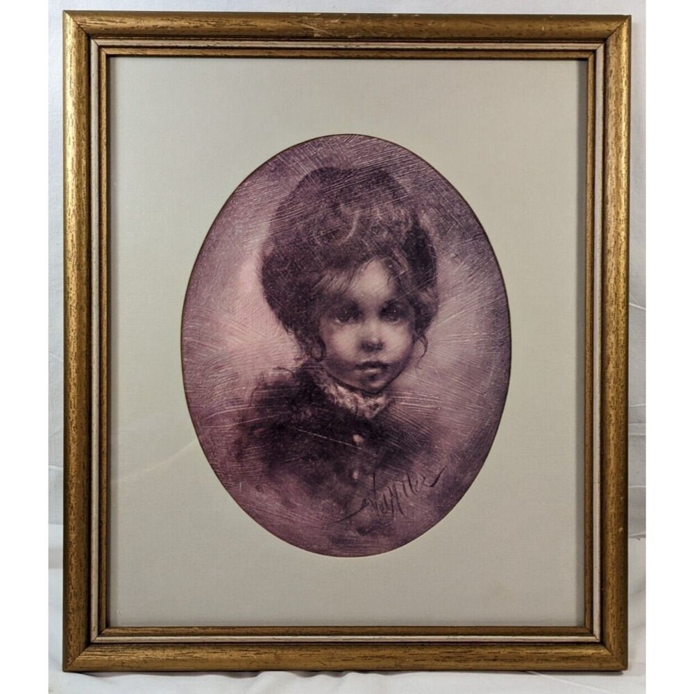 Vintage Vel Miller Signed Art Print Framed Girl